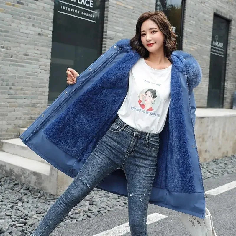 Manteau Hiver Femme Doublé Polaire – Parka Longue Oversize Style Coréen