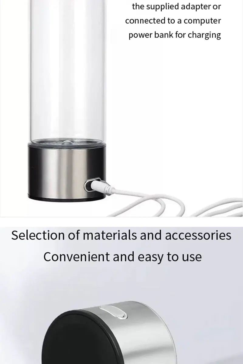 Gourde Hydrogénée 420 ml – Eau Riche en Hydrogène Actif, Verre Borosilicate