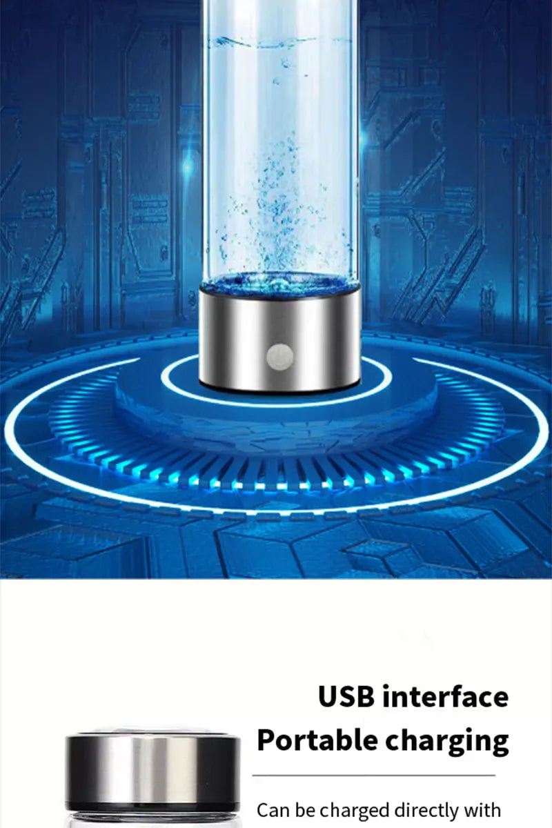 Gourde Hydrogénée 420 ml – Eau Riche en Hydrogène Actif, Verre Borosilicate