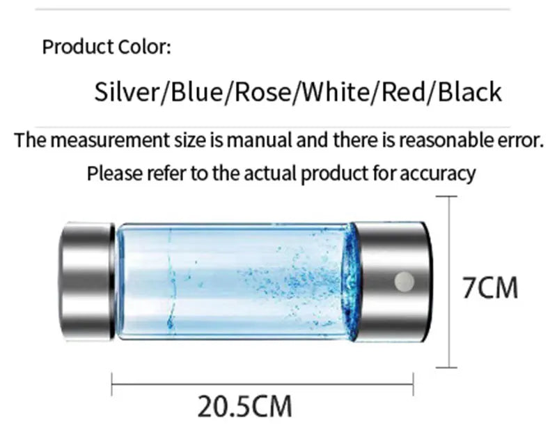 Gourde Hydrogénée 420 ml – Eau Riche en Hydrogène Actif, Verre Borosilicate