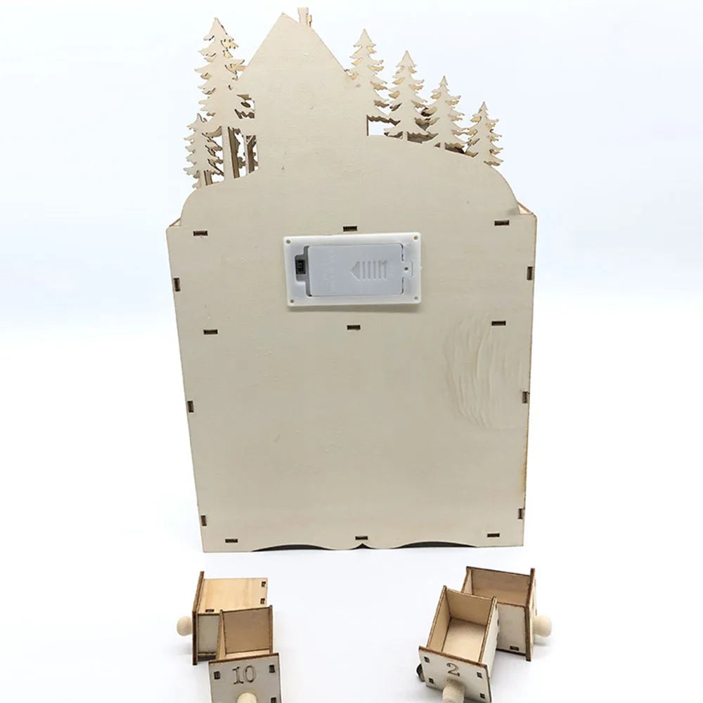 Calendrier de l’Avent en bois LED Maison de Noël – Décoration lumineuse & cadeau original | LSDLBoutique