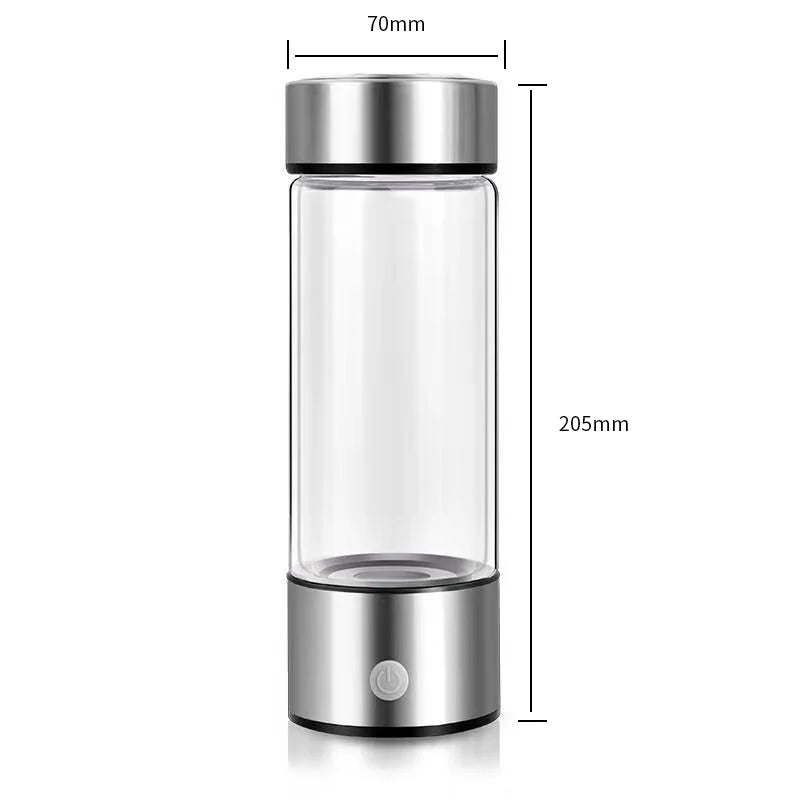 Gourde Hydrogénée 420 ml – Eau Riche en Hydrogène Actif, Verre Borosilicate