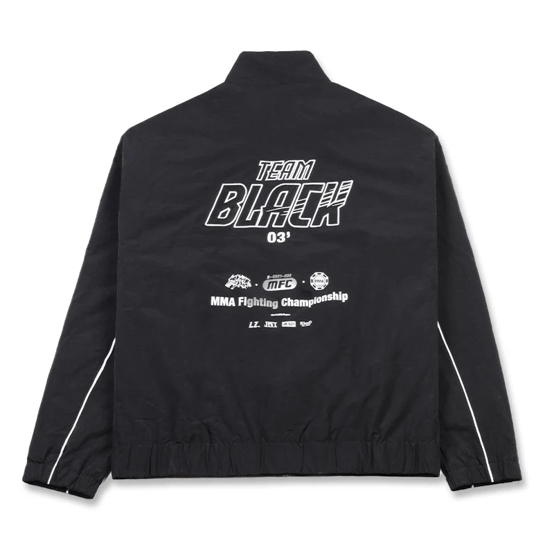 Veste Team Black Unisexe – Coupe-Vent Zippé Sport Style Loose