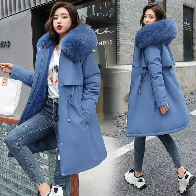 Manteau Hiver Femme Doublé Polaire – Parka Longue Oversize Style Coréen