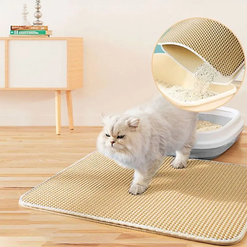 Tapis de litière pour chat imperméable – Double couche anti-éparpillement, différentes tailles