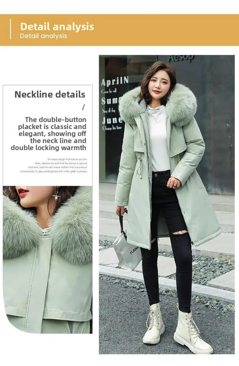 Manteau Hiver Femme Doublé Polaire – Parka Longue Oversize Style Coréen