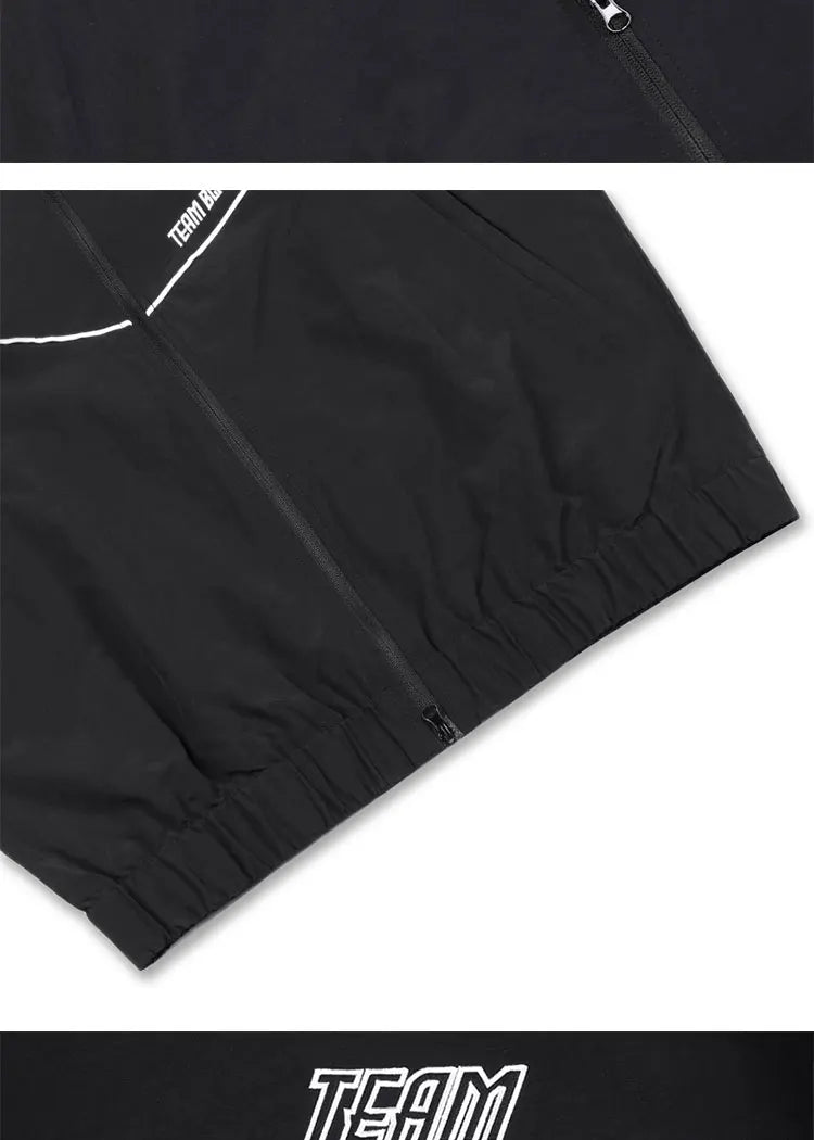 Veste Team Black Unisexe – Coupe-Vent Zippé Sport Style Loose