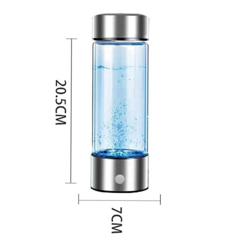 Gourde Hydrogénée 420 ml – Eau Riche en Hydrogène Actif, Verre Borosilicate