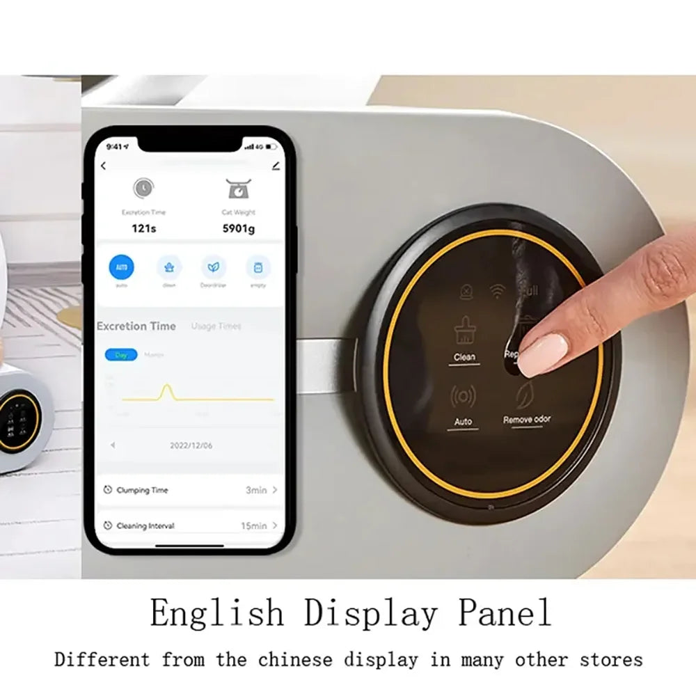 Maison de toilette autonettoyante pour chat – 65L, connectée et fermée