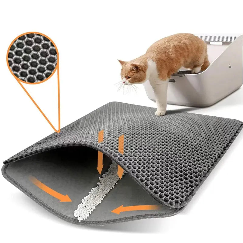 Tapis de litière pour chat imperméable – Double couche anti-éparpillement, différentes tailles