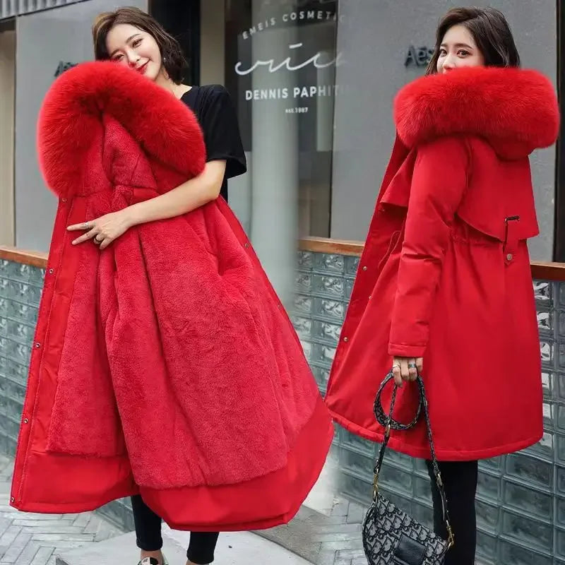Manteau Hiver Femme Doublé Polaire – Parka Longue Oversize Style Coréen