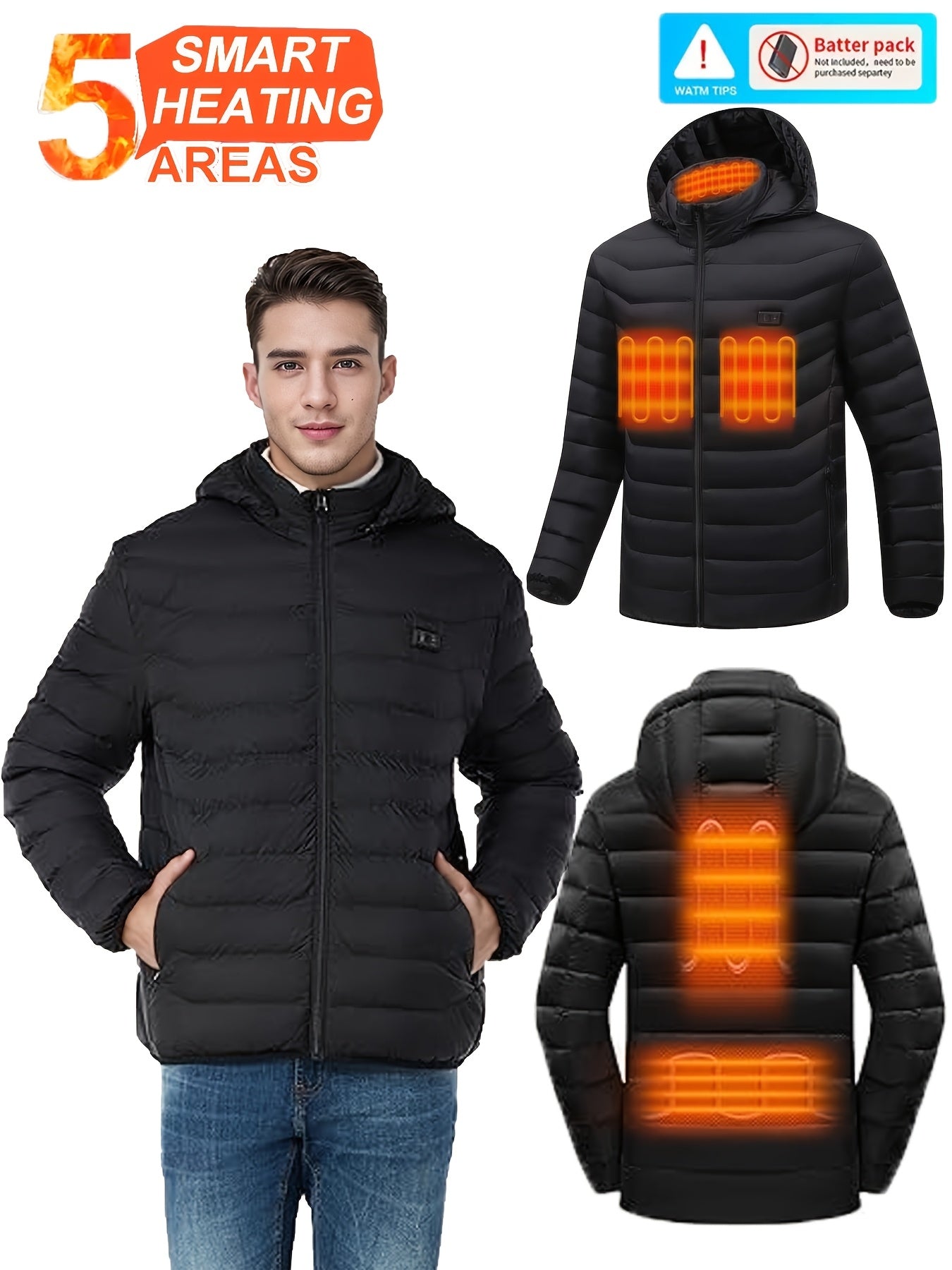 Veste Chauffante Homme Légère à Capuche – Pour Randonnée & Outdoor (Sans Batterie)
