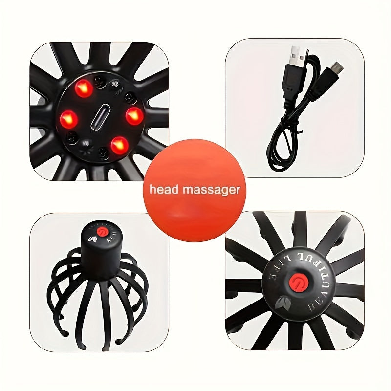 OctoRelax – Masseur de Cuir Chevelu Électrique à LED Rechargeable by LSDLBoutique.ch