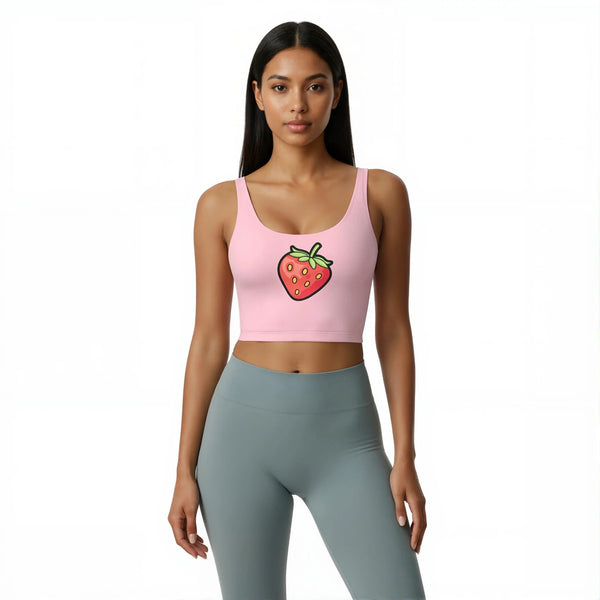 Les Secrets de Léa – Soutien-gorge de sport rose motif fraise – Berry - LSDLBoutique