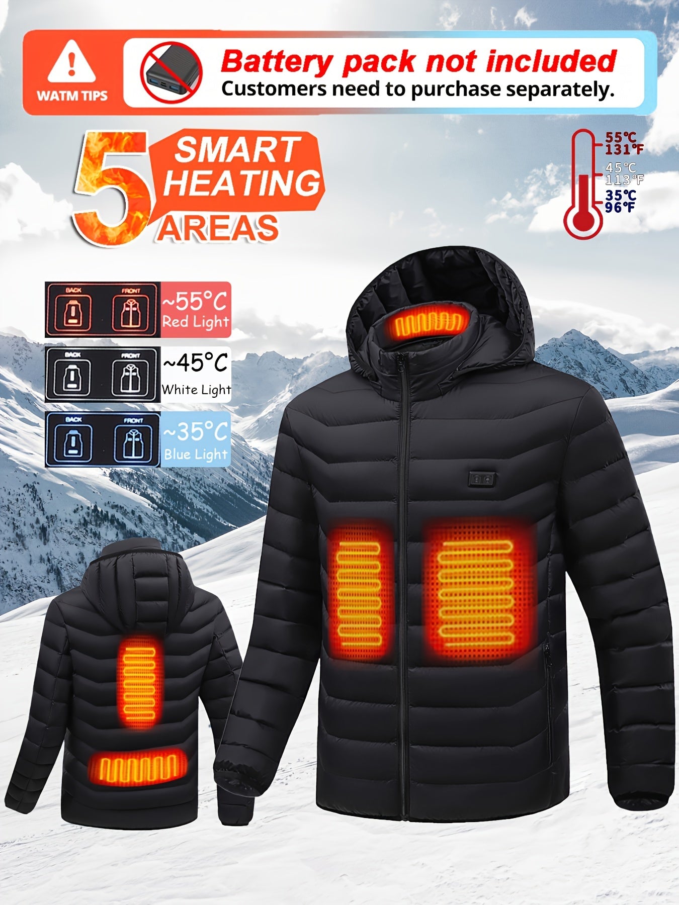 Veste Chauffante Homme Légère à Capuche – Pour Randonnée & Outdoor (Sans Batterie)
