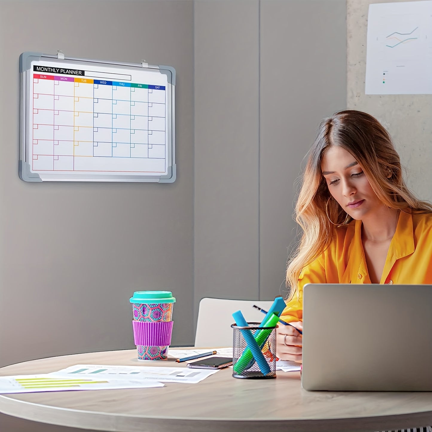 Tableau Calendrier Mensuel Effaçable – Double Face, Portable et Léger 40×30 cm
