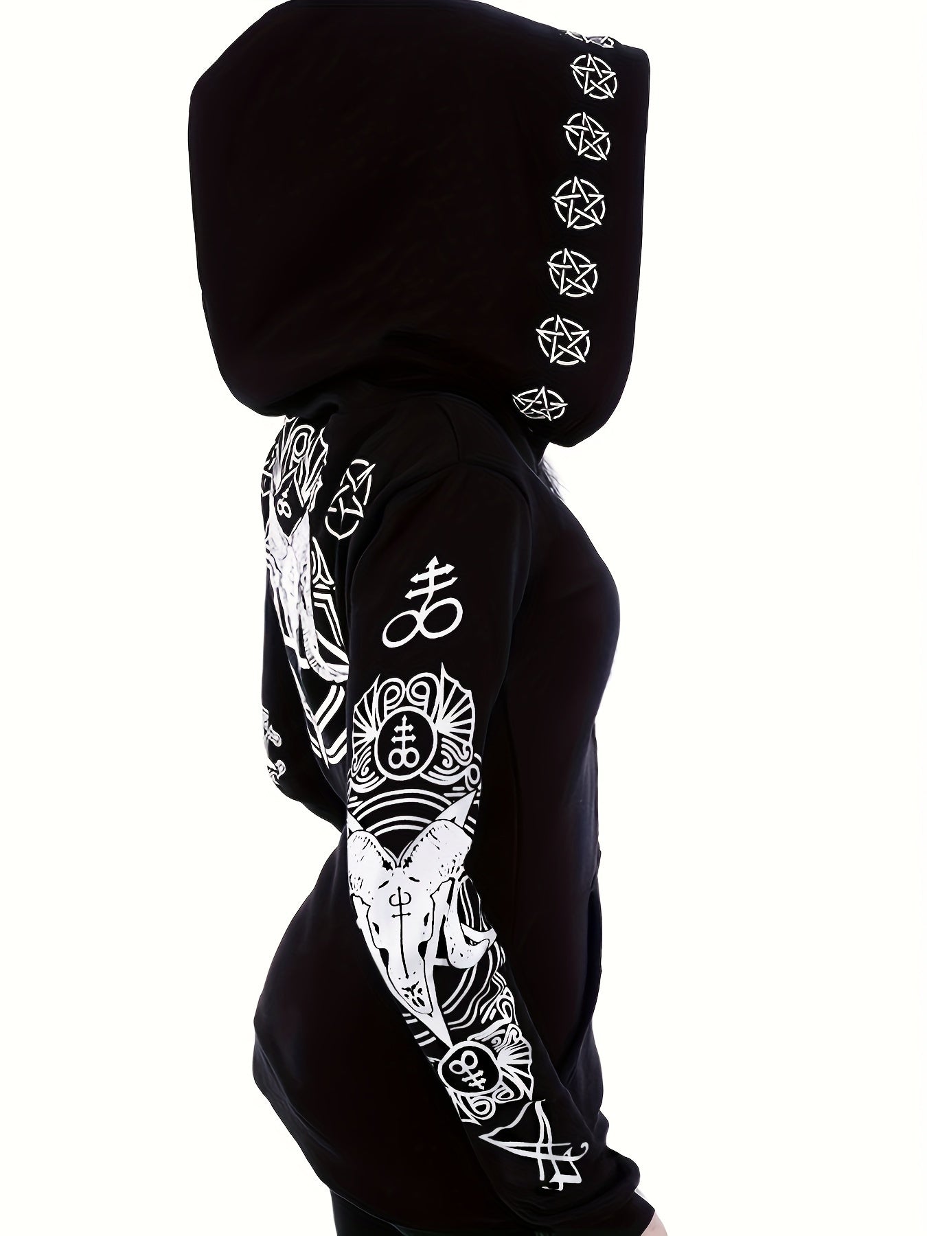 Sweat Zippé à Capuche Femme – Motif Géométrique, Style Casual