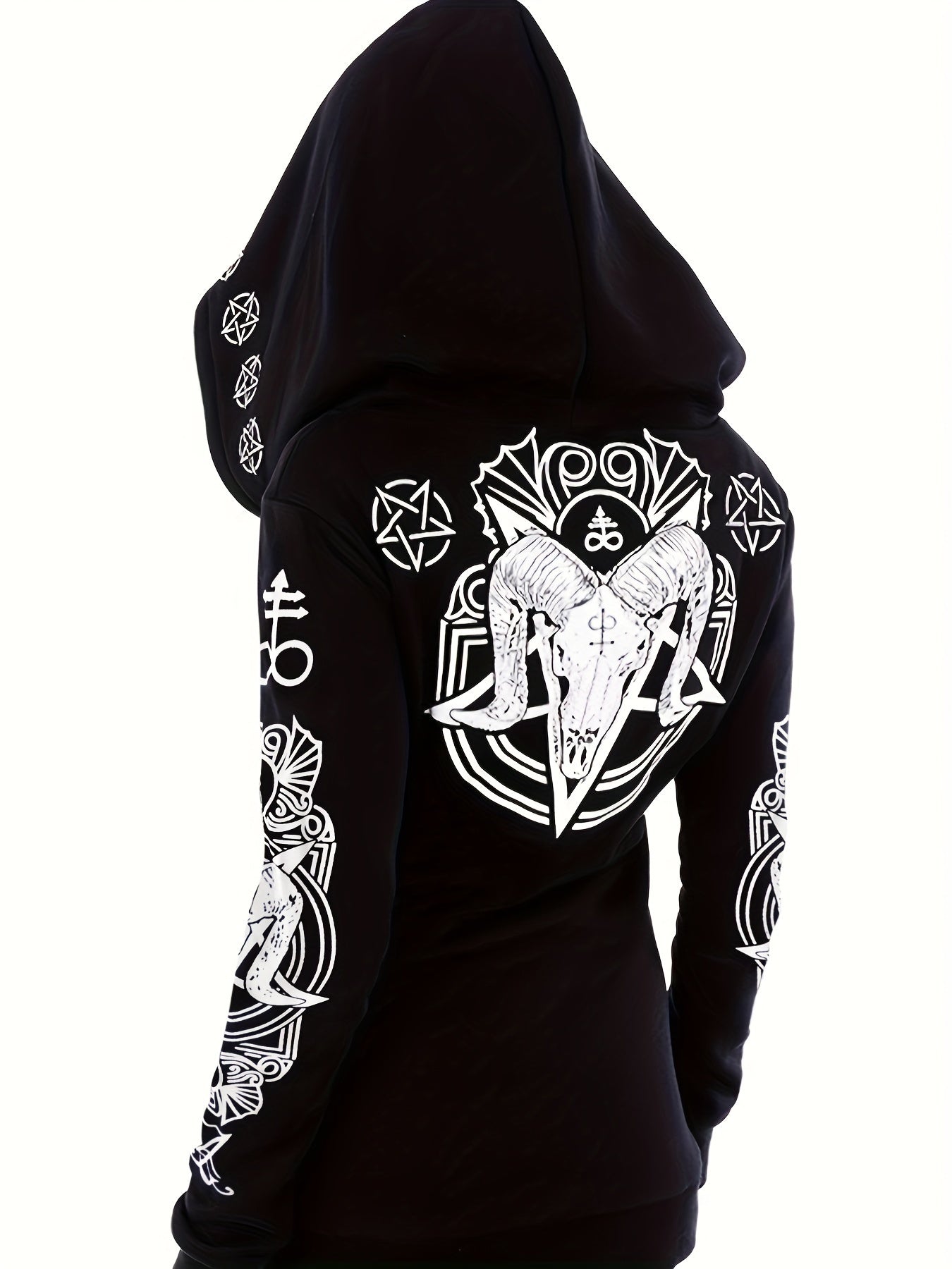 Sweat Zippé à Capuche Femme – Motif Géométrique, Style Casual