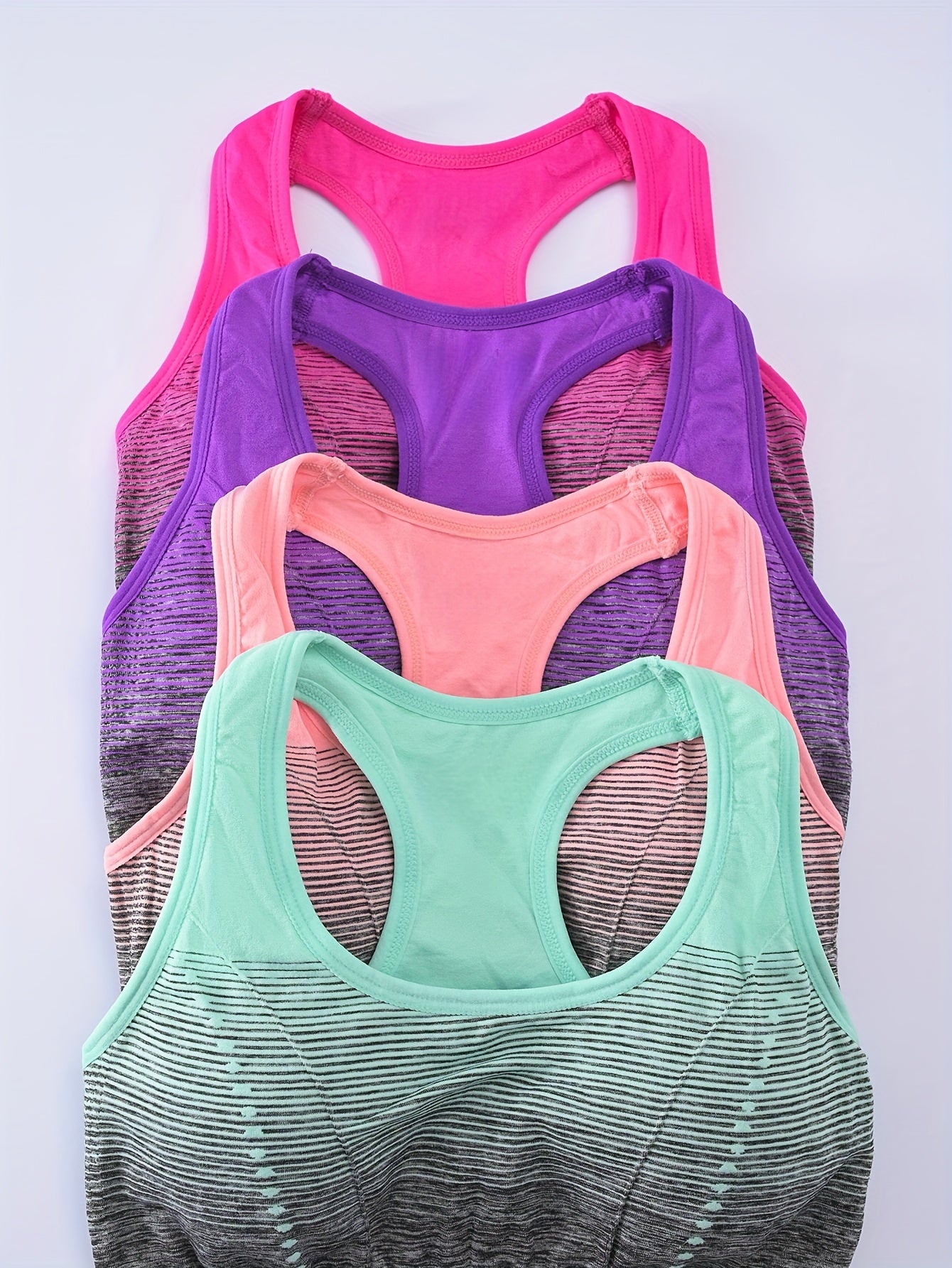 Lot De 4 Brassières De Sport Femme Dos Croisé Contrasté Maintien Léger Confort Sans Couture by LSDLBoutique.ch