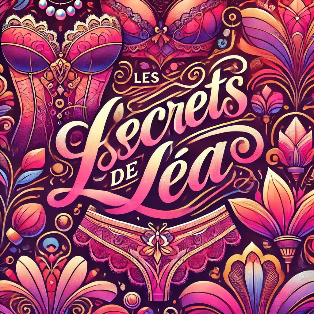 logo marque les secrets de lea rose et violet style tantra avec dessin sous vetements en fond