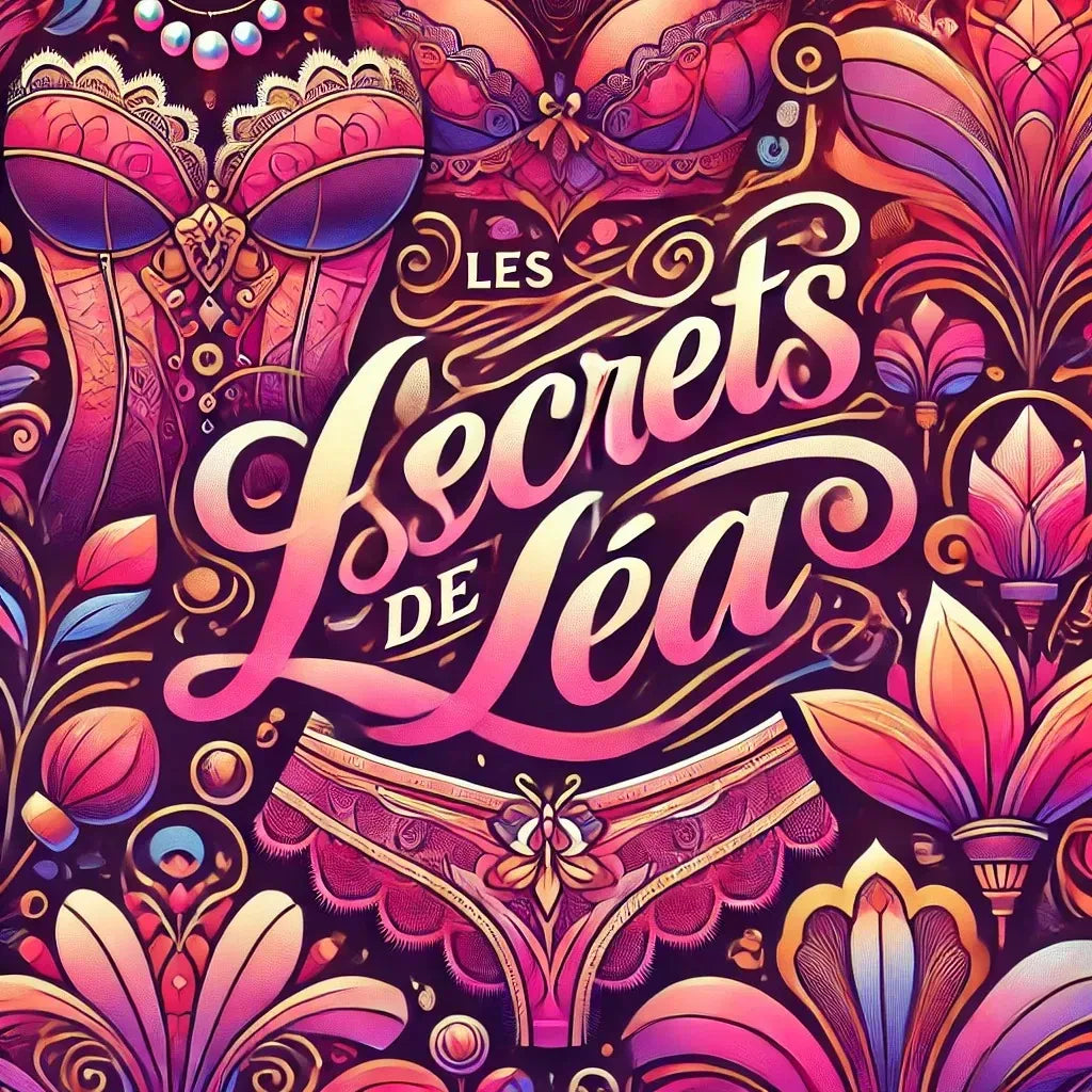 logo marque les secrets de lea rose et violet style tantra avec dessin sous vetements en fond