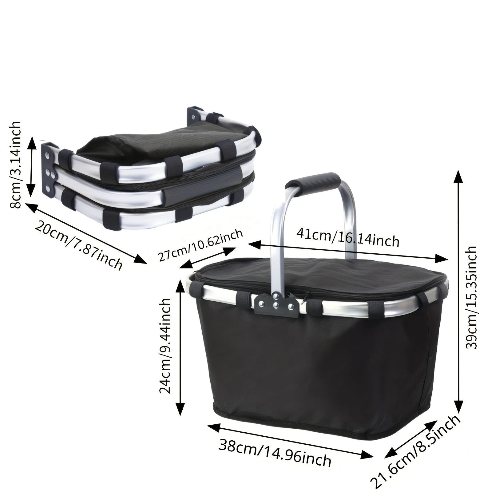 Panier Isotherme Pliant Avec Couvercle Zip Aluminium Oxford