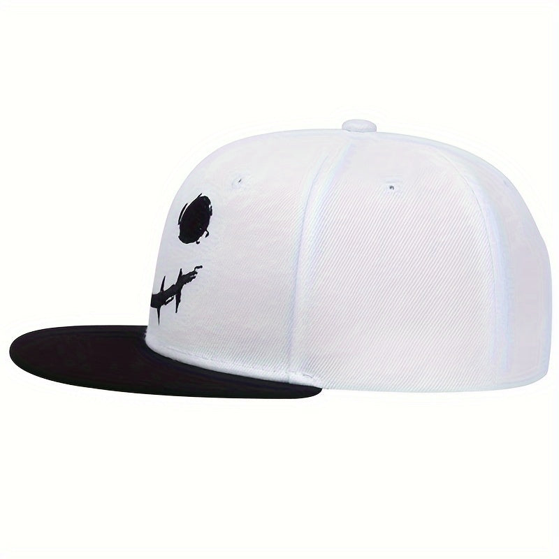 Casquette Hip Hop Noire À Smiley Brodé LSDLBoutique Confortable Style Décontracté Urbain Pour Été Voyage Mer by LSDLBoutique.ch