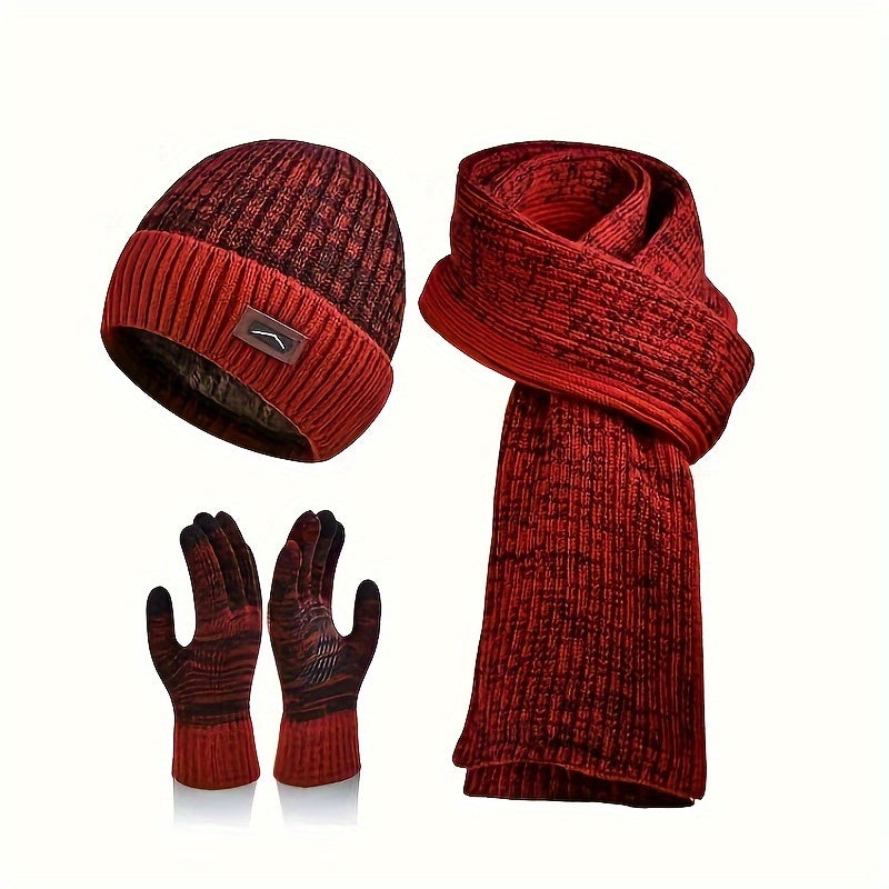 Ensemble Bonnet Écharpe Gants Homme Hiver Tricotés Trois Pièces Confort Élégant by LSDLBoutique.ch