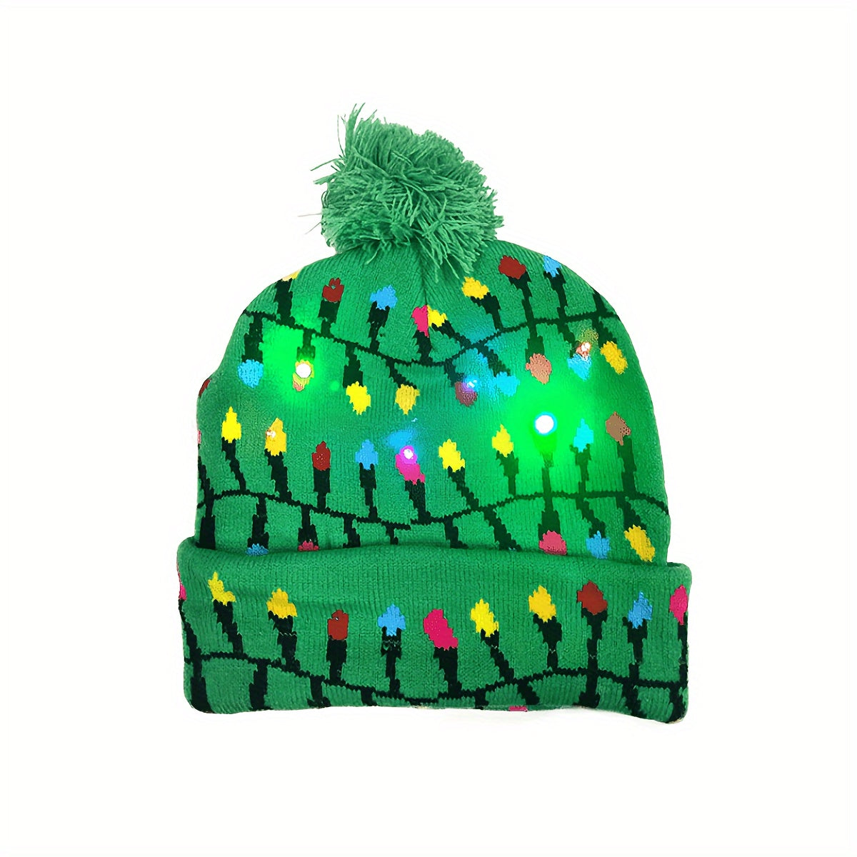Bonnet De Noël À LED Multicolores Avec Pompon Taille Unique Résistant À L Humidité by LSDLBoutique.ch