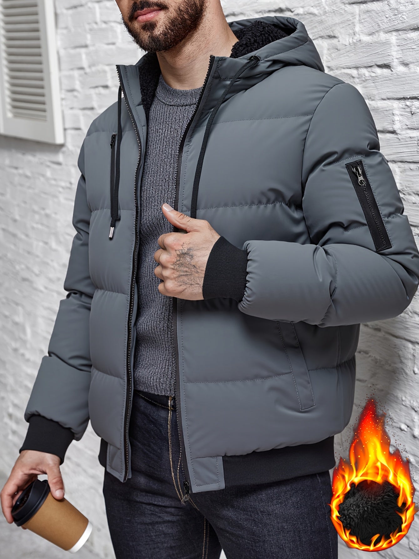 Veste Hiver En Peluche Douce Avec Capuche Et Fermeture Éclair Pour Isolation Thermique Maximale Confortable by LSDLBoutique.ch