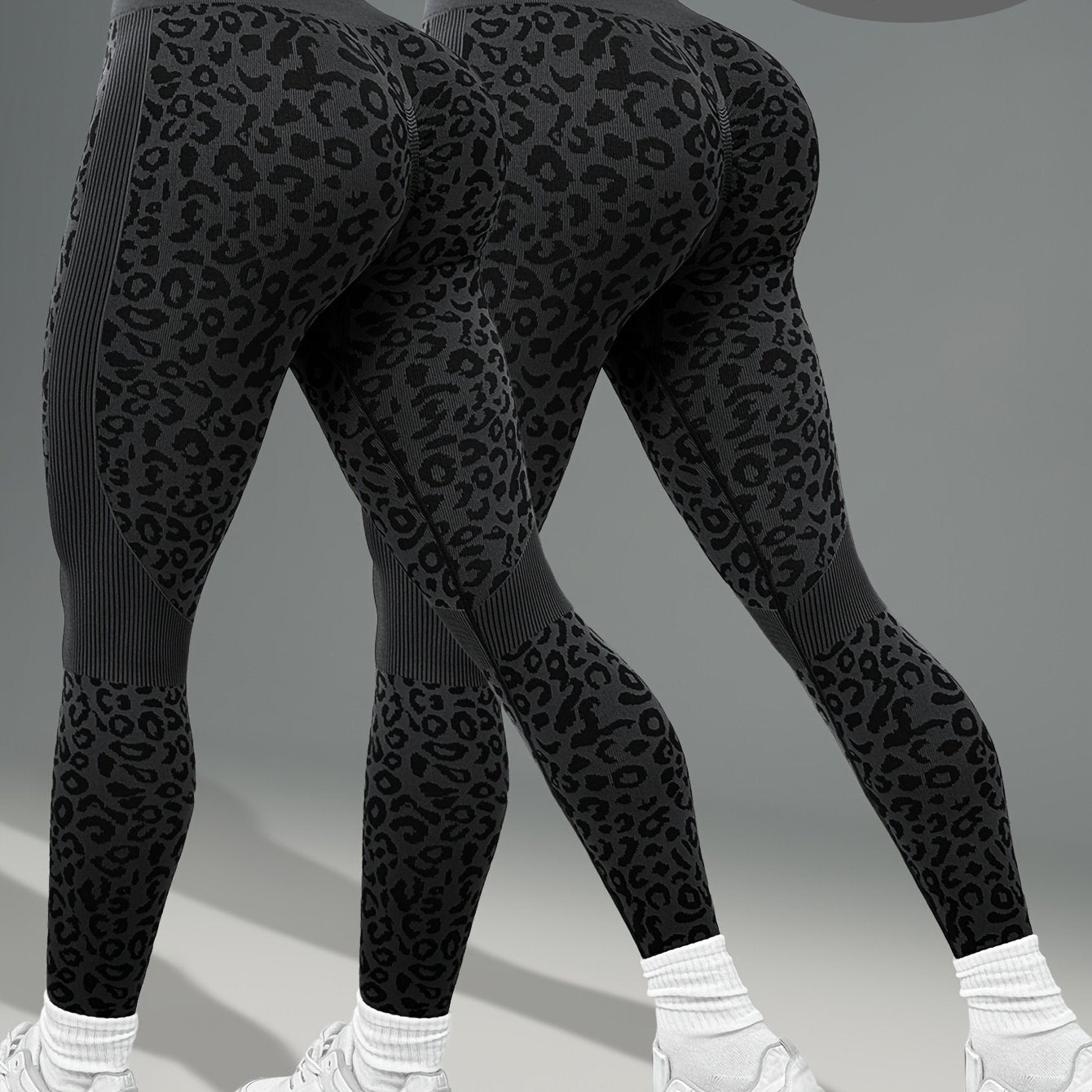 Lot de 2 Leggings Femme Taille Haute Imprimé Léopard Gainant Tissu Respirant et Opaque pour Yoga Fitness by LSDLBoutique.ch