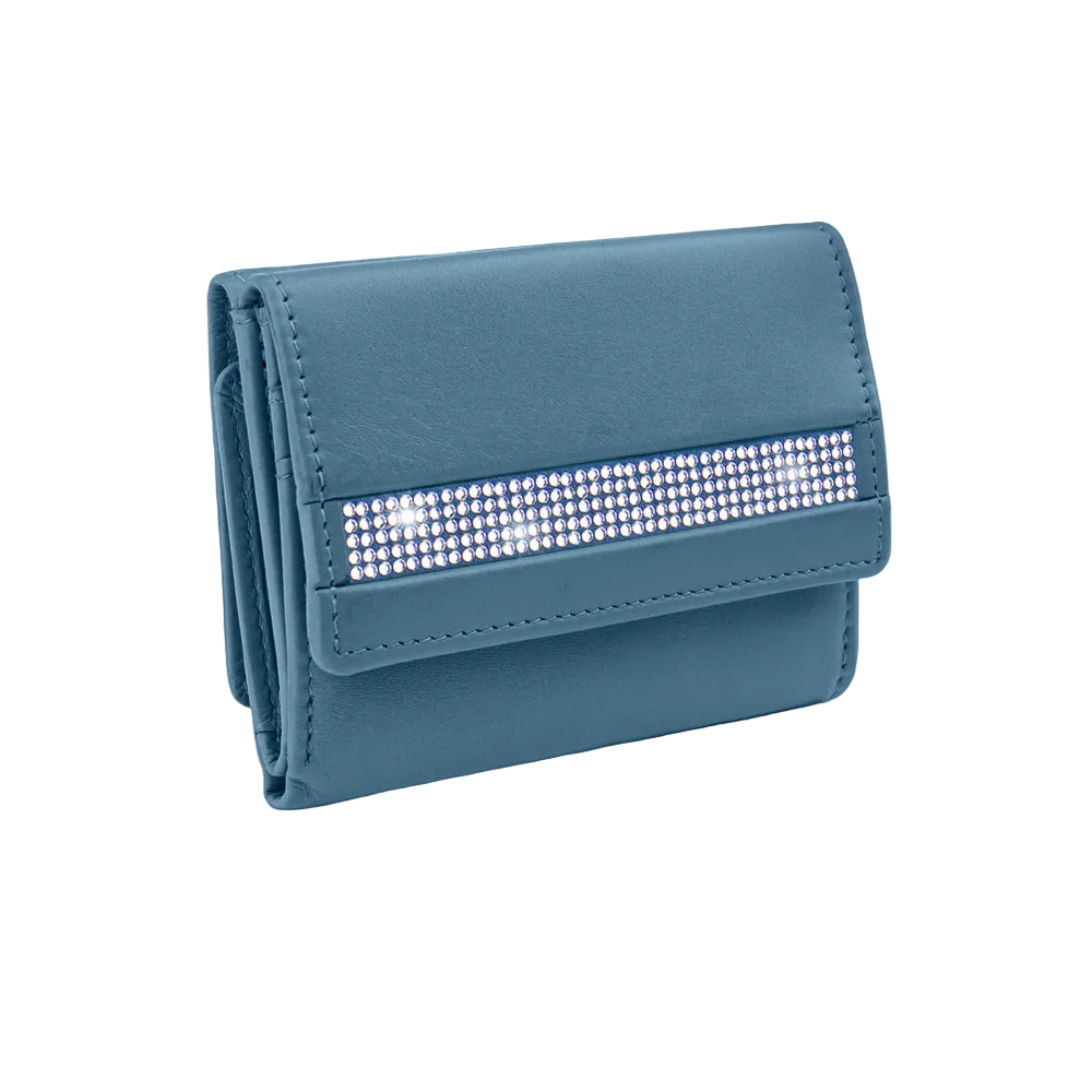 Portefeuille à rabat cuir RFID – petit, bleu