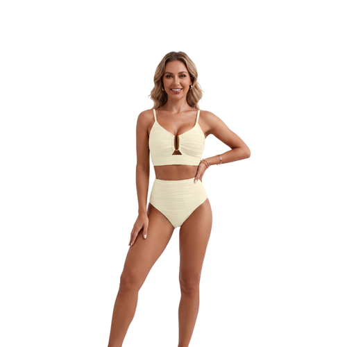 Maillot de bain deux pièces taille haute triangle – Pure Color