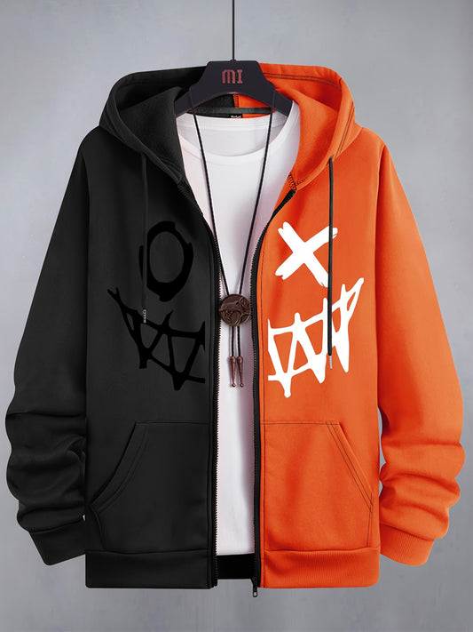 Sweat À Capuche Bicolore Pour Homme Style Sportswear Décontracté Polyester Velours Doux Confortable by LSDLBoutique