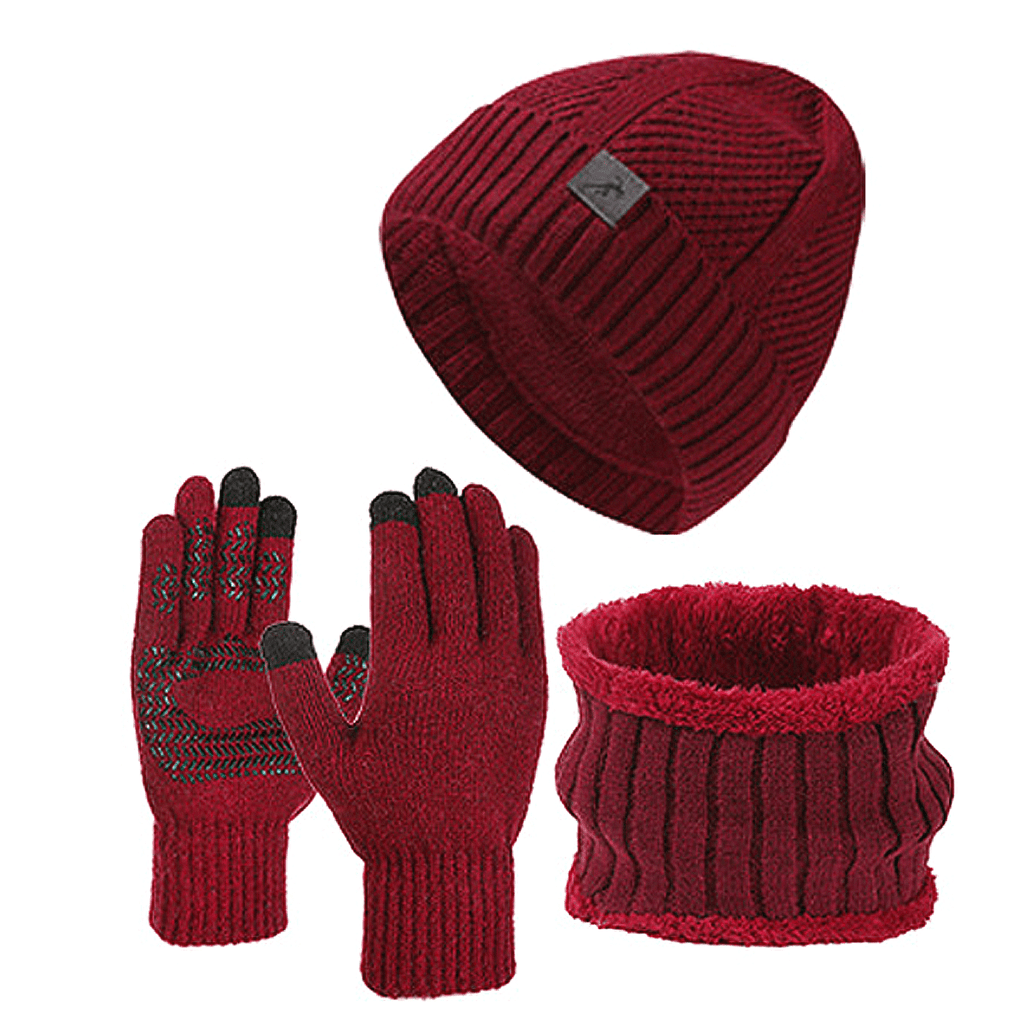 Ensemble Hiver Homme 3 Pièces Bonnet Écharpe Gants Tactiles Mélange Laine Acrylique Confortable Compatible Écran Tactile by LSDLBoutique.ch