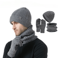 Ensemble Hiver Homme 3 Pièces Bonnet Écharpe Gants Tactiles Mélange Laine Acrylique Confortable Compatible Écran Tactile by LSDLBoutique.ch