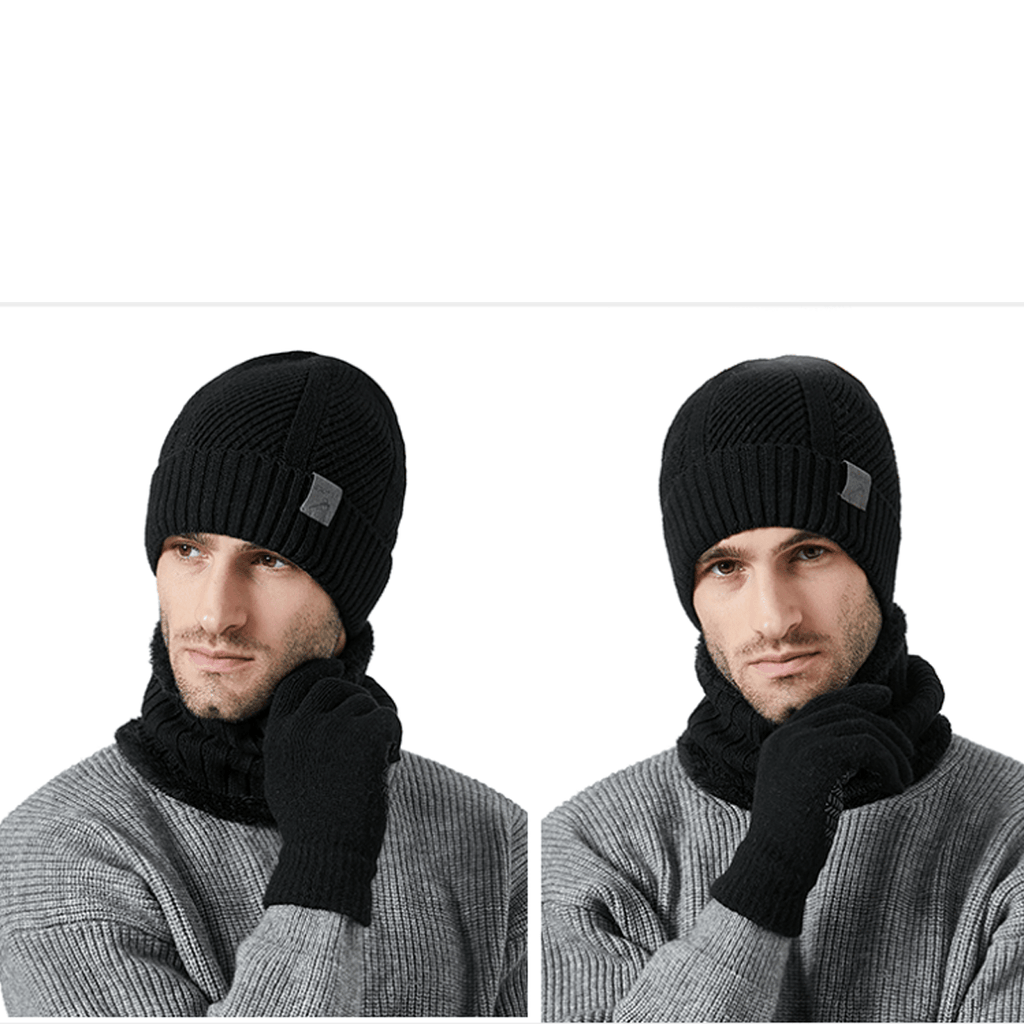 Ensemble Hiver Homme 3 Pièces Bonnet Écharpe Gants Tactiles Mélange Laine Acrylique Confortable Compatible Écran Tactile by LSDLBoutique.ch
