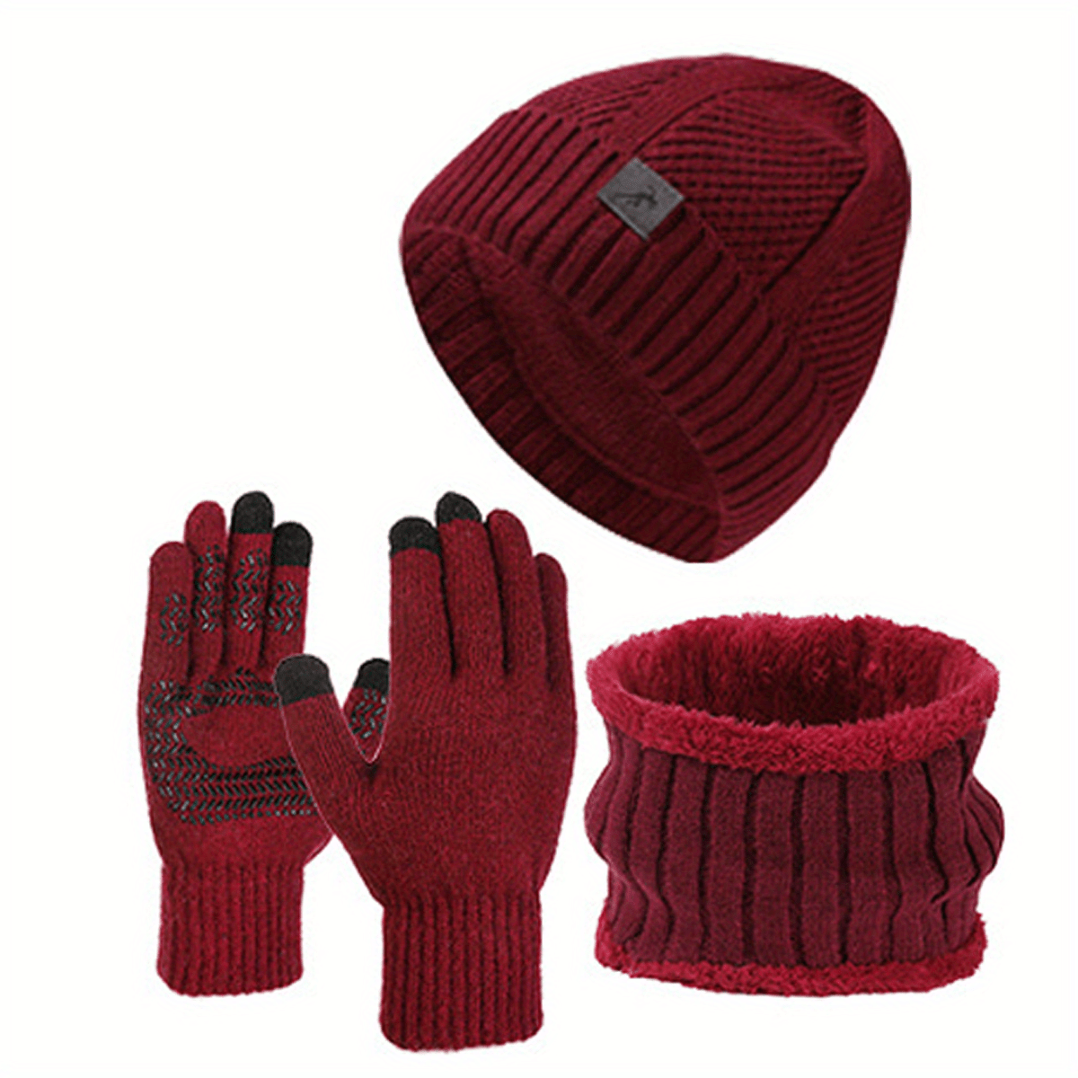 Ensemble Hiver Homme 3 Pièces Bonnet Écharpe Gants Tactiles Mélange Laine Acrylique Confortable Compatible Écran Tactile by LSDLBoutique.ch