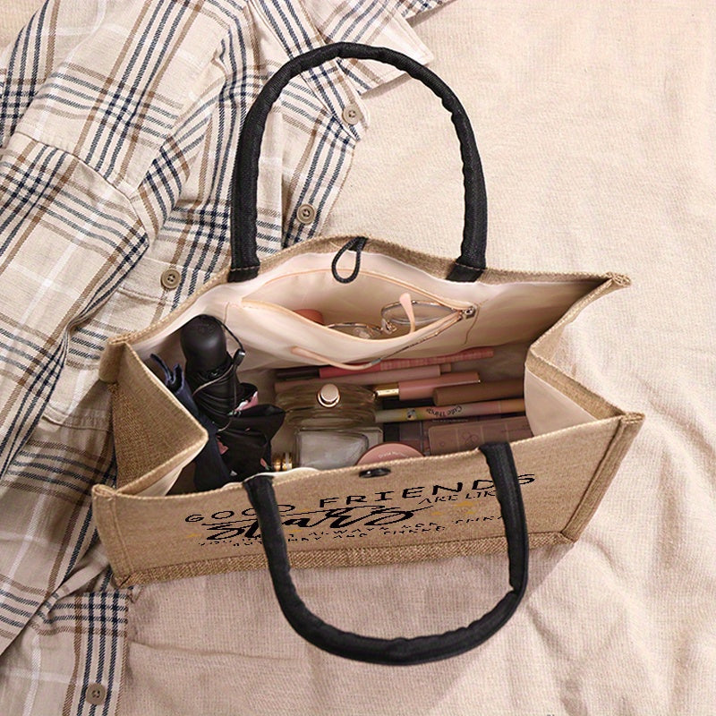 ChicSack – Sac Cabas en Toile de Jute avec Imprimé Élégant by LSDLBoutique.ch