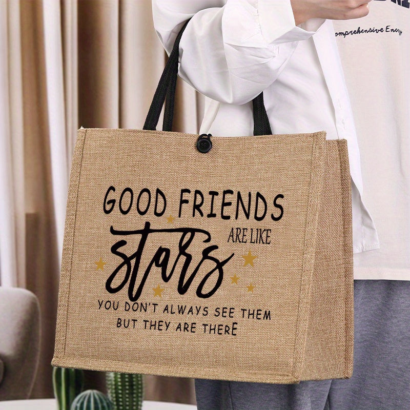 ChicSack – Sac Cabas en Toile de Jute avec Imprimé Élégant by LSDLBoutique.ch