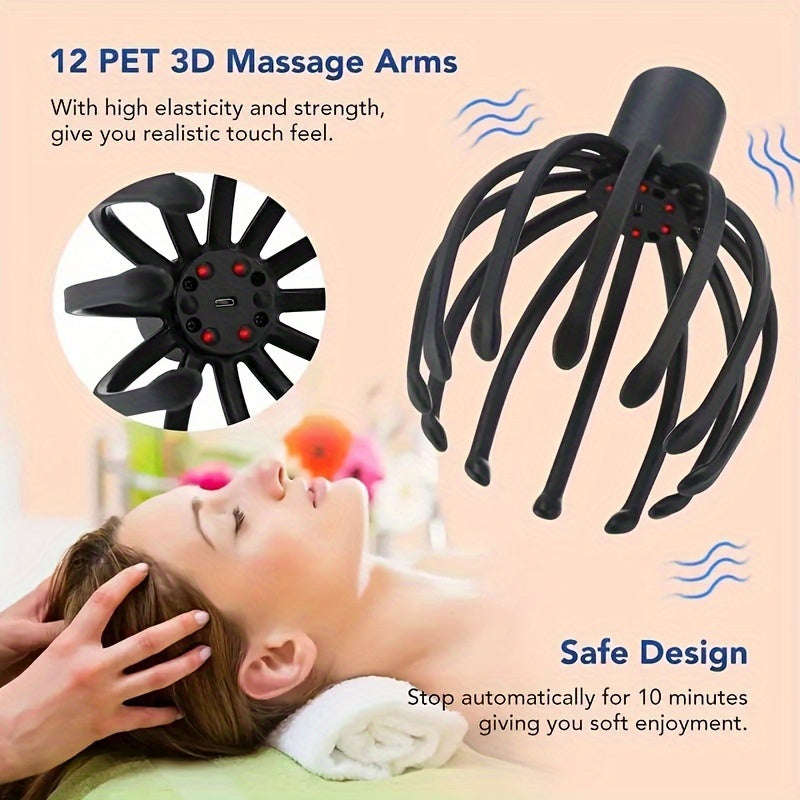 OctoRelax – Masseur de Cuir Chevelu Électrique à LED Rechargeable by LSDLBoutique.ch