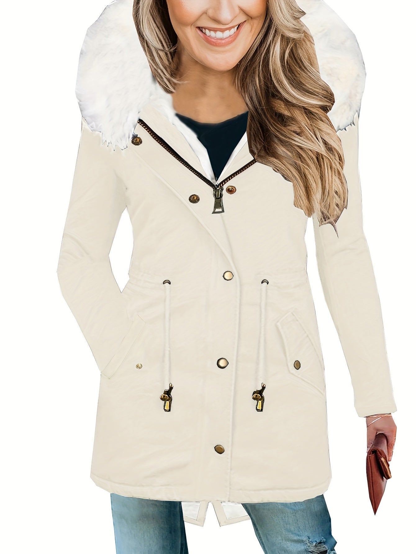 LSDLBoutique Manteau Femme Automne Hiver Casual Uni À Poches Doublure Intégrale Polyester by LSDLBoutique.ch