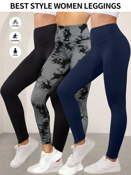 Lot De 3 Leggings Femme Taille Haute Opaques Avec Stretch Contrôle Du Ventre Et Ceinture Antidérapante by LSDLBoutique.ch