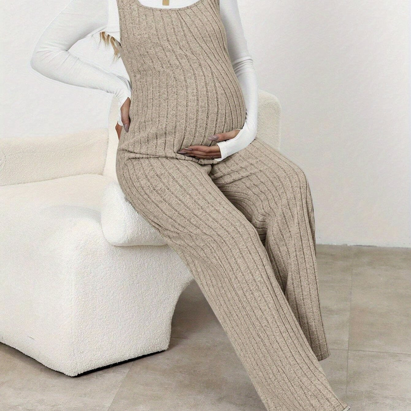 Combinaison Grossesse Hiver Femme Taille Haute Confortable Longue Avec Soutien Du Ventre Polyester Élasthanne by LSDLBoutique.ch