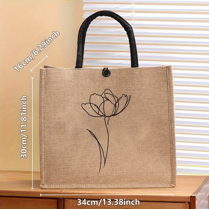 Linenia – Sac en Lin Fleuri Femme, Grand Format Élégant by LSDLBoutique.ch