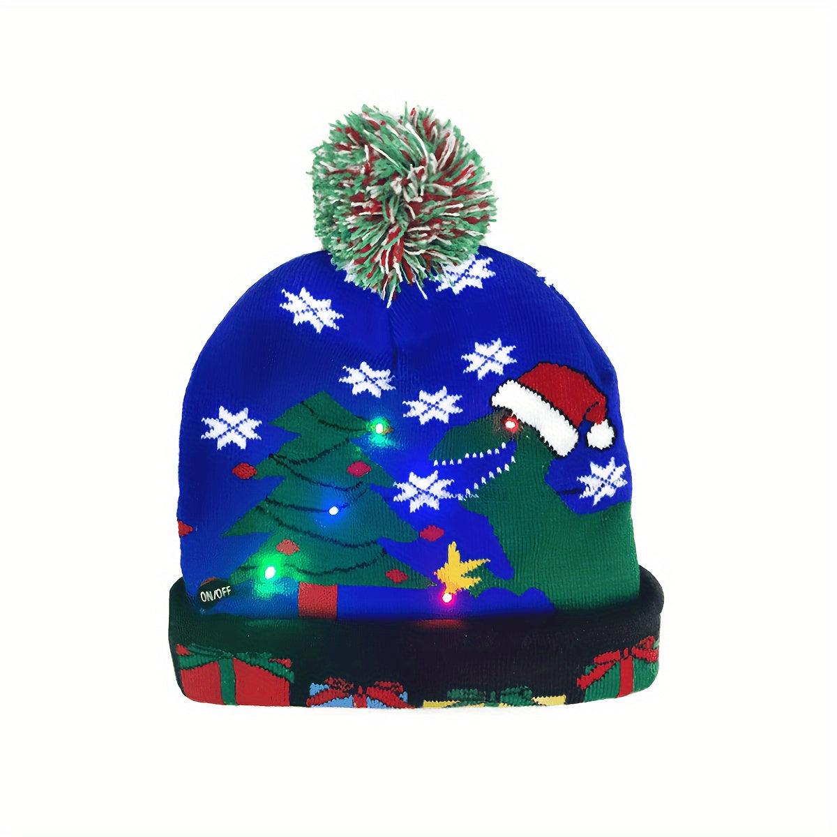Bonnet De Noël À LED Multicolores Avec Pompon Taille Unique Résistant À L Humidité by LSDLBoutique.ch