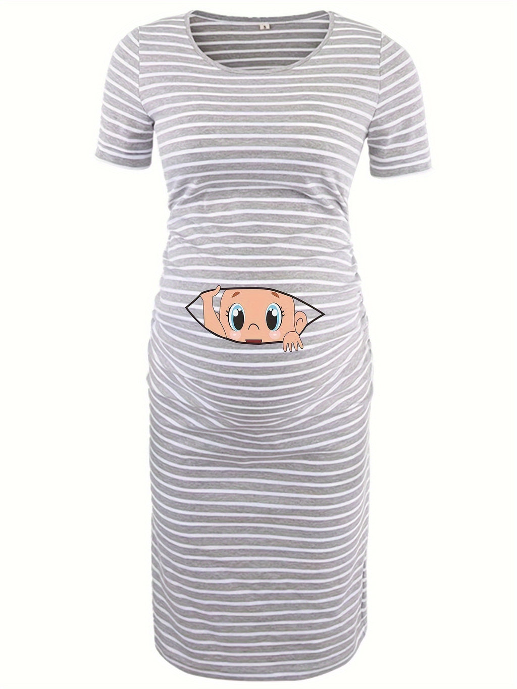 Robe Grossesse Femme Imprimé Bébé Col Rond Stretch Confort Pour Future Maman Ultra Confortable by LSDLBoutique.ch