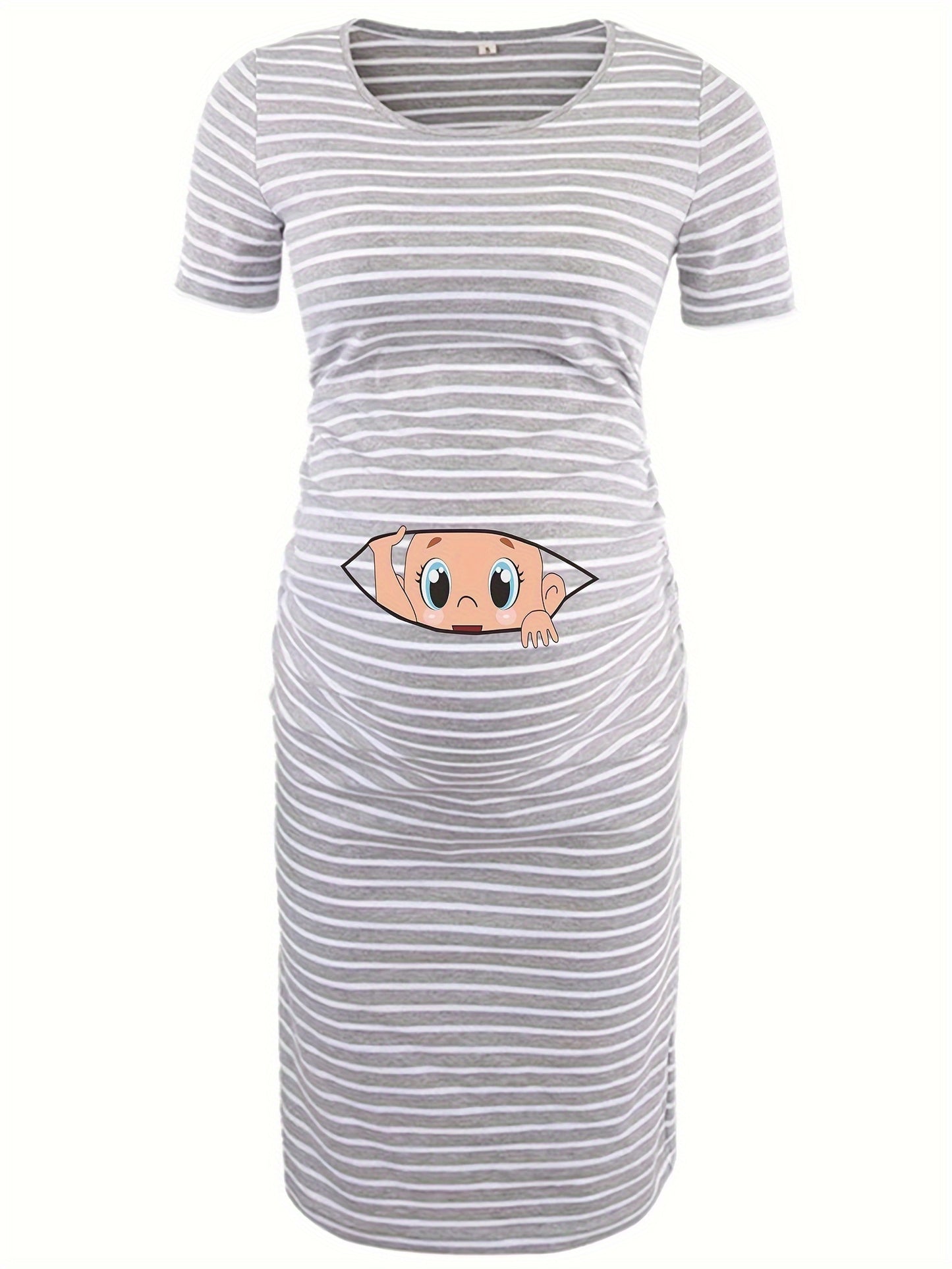 Robe Grossesse Femme Imprimé Bébé Col Rond Stretch Confort Pour Future Maman Ultra Confortable by LSDLBoutique.ch