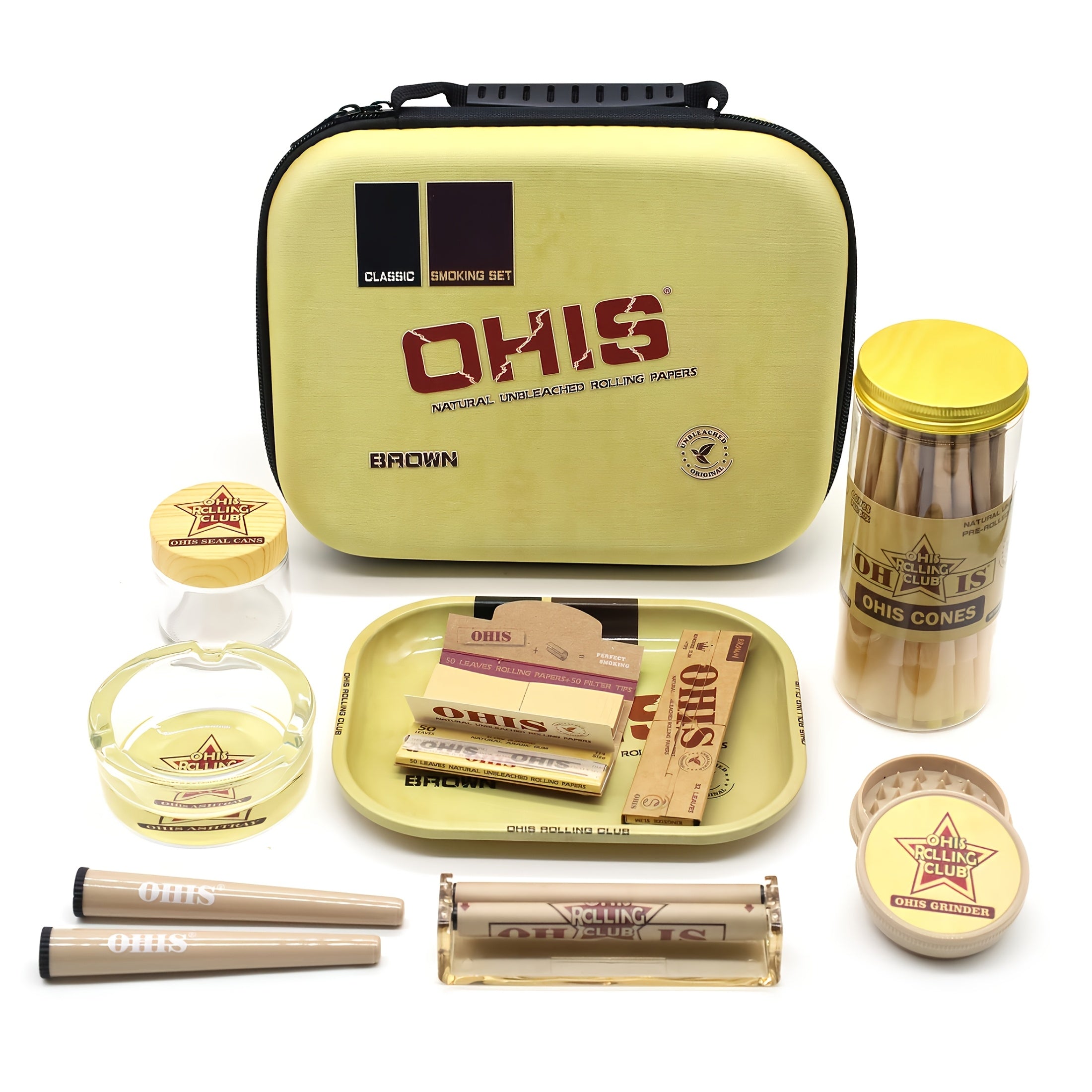 Kit Fumeur 11pcs : Mallette EVA, Grinder, Feuilles, Cendrier, Tubes by LSDLBoutique.ch