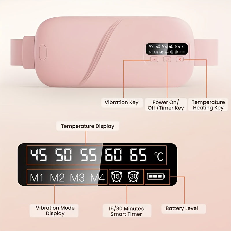 Abdominal massager, USB rechargeable LED display, 5-level adjustable heating belt, portable heating massage belt, suitable for Women's menstrual period heating massage belt, perfect home work pink gift for women by LSDLBoutique.ch